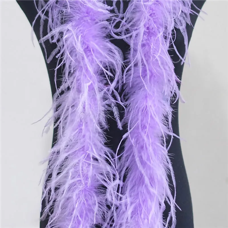2m Ostrich Feather Fur Trim Strips Strap Scarf Coats Collar Decorative Accessories