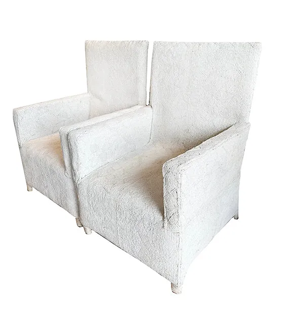 African Beaded Chair in White Floral