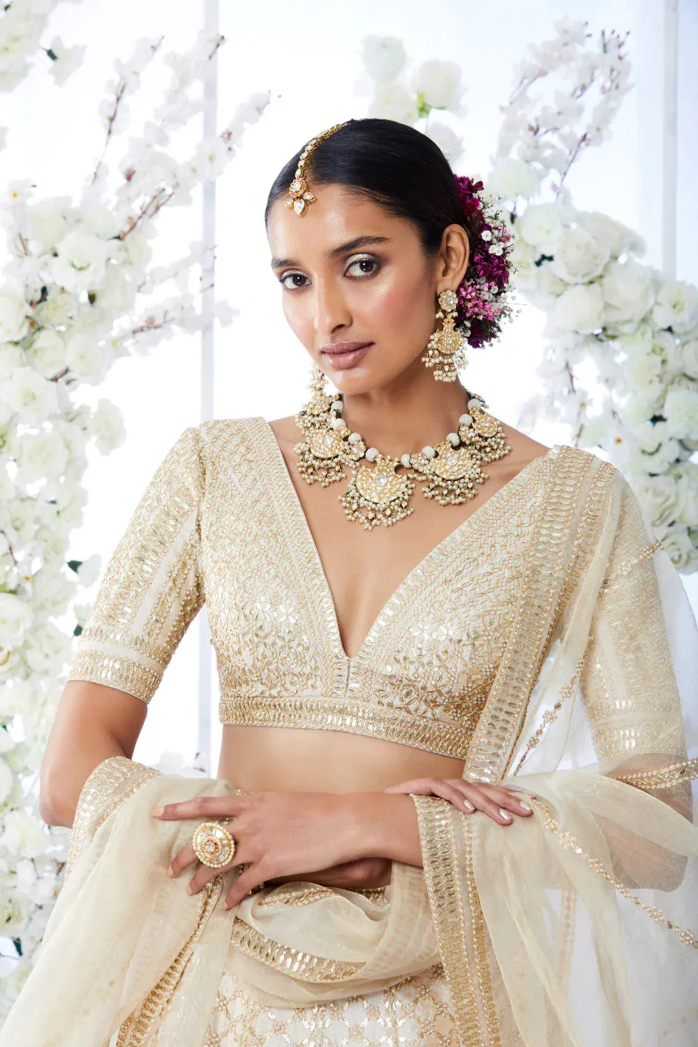 Ivory Gota Patti Lehenga Set - Ready To Ship