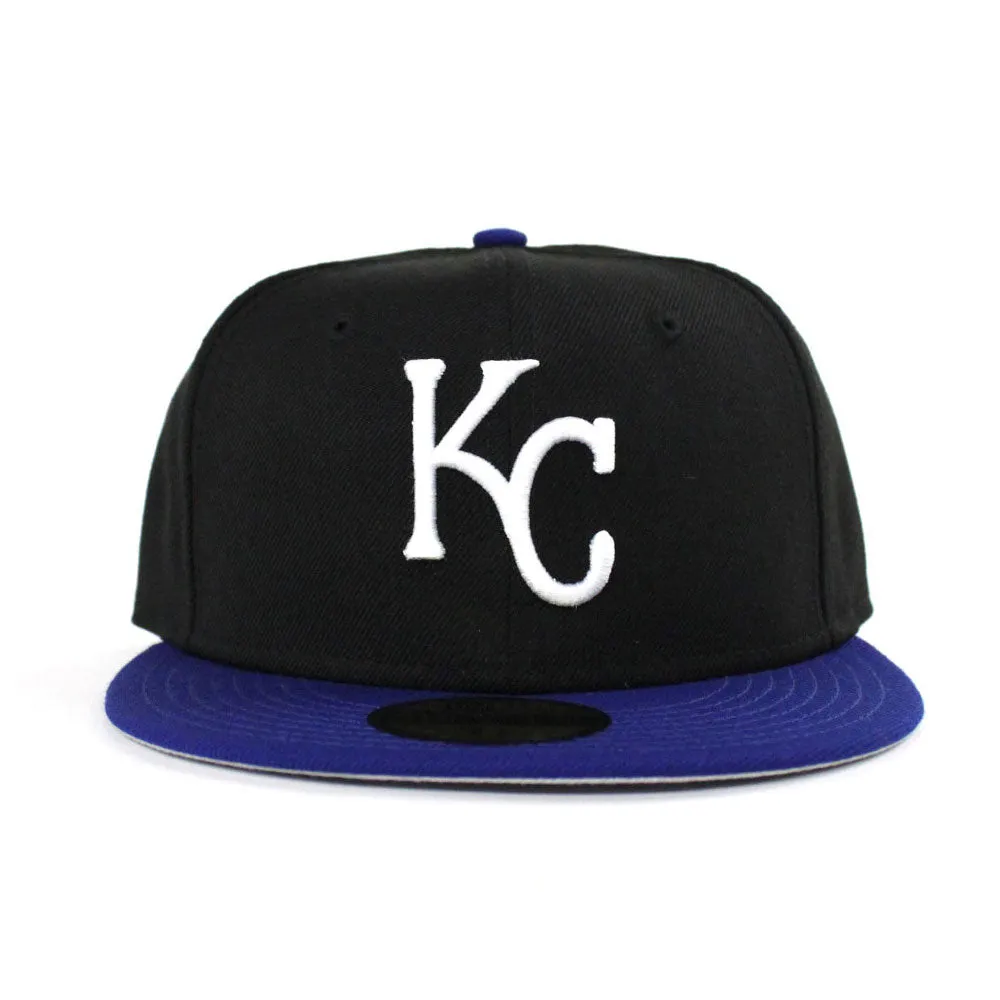 Kansas City Royals New Era 59Fifty Fitted Hats (RETRO TEAM COLORS GRAY UNDER BRIM)